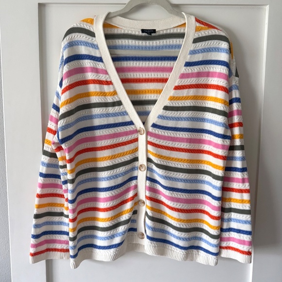 Ribbed Multi Stripe V-Neck Cardigan - Picture 2 of 7